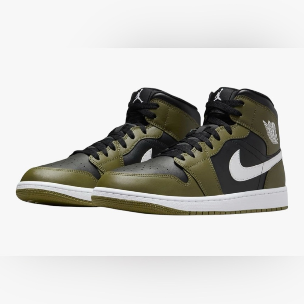 Jordan Men's Olive and Black High-Top Sneakers